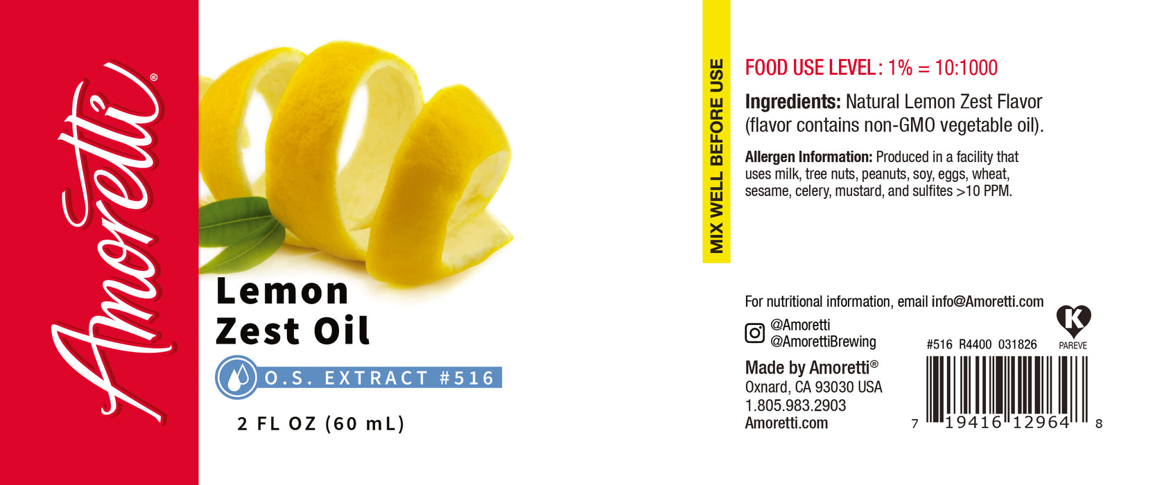 Lemon Zest Oil Extract Oil Soluble
