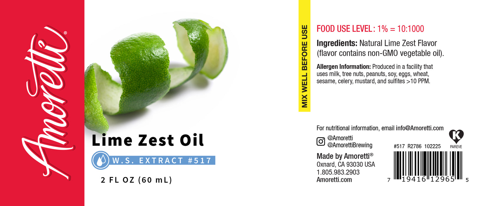 Lime Zest Oil Extract Oil Soluble