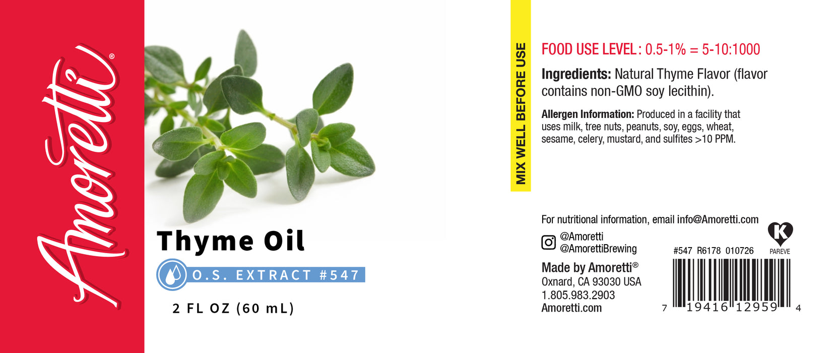 Thyme Oil Extract Oil Soluble