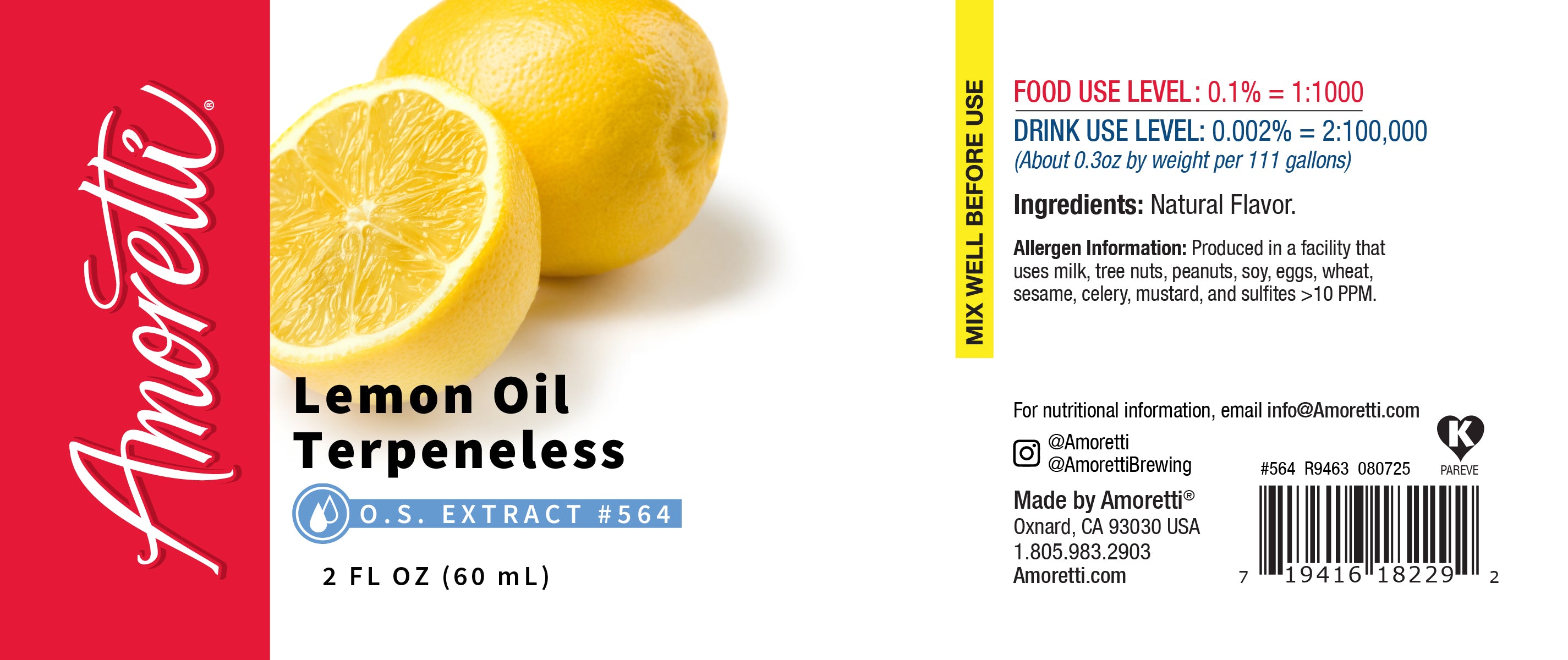Lemon Oil Terpeneless Extract Oil Soluble — Amoretti