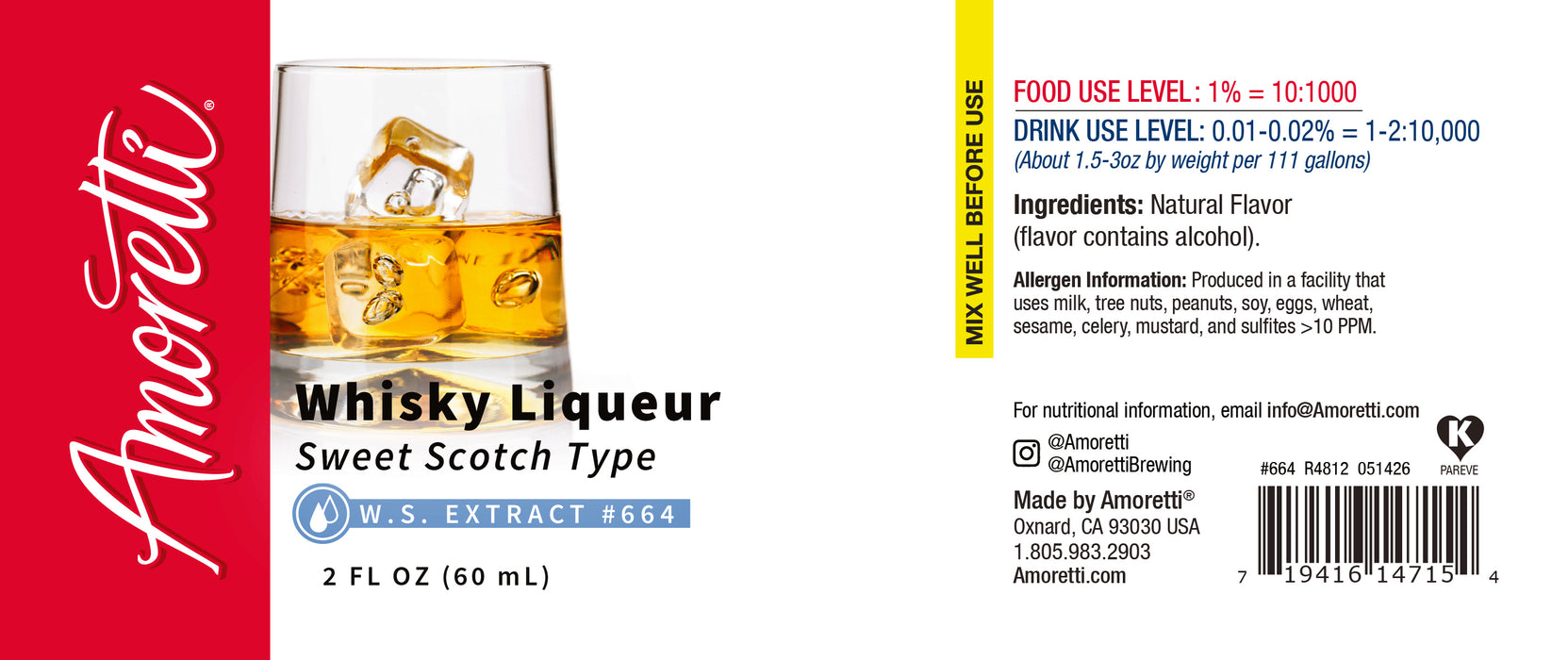 Sweet Scotch Whisky Liqueur Type Extract Water Soluble
