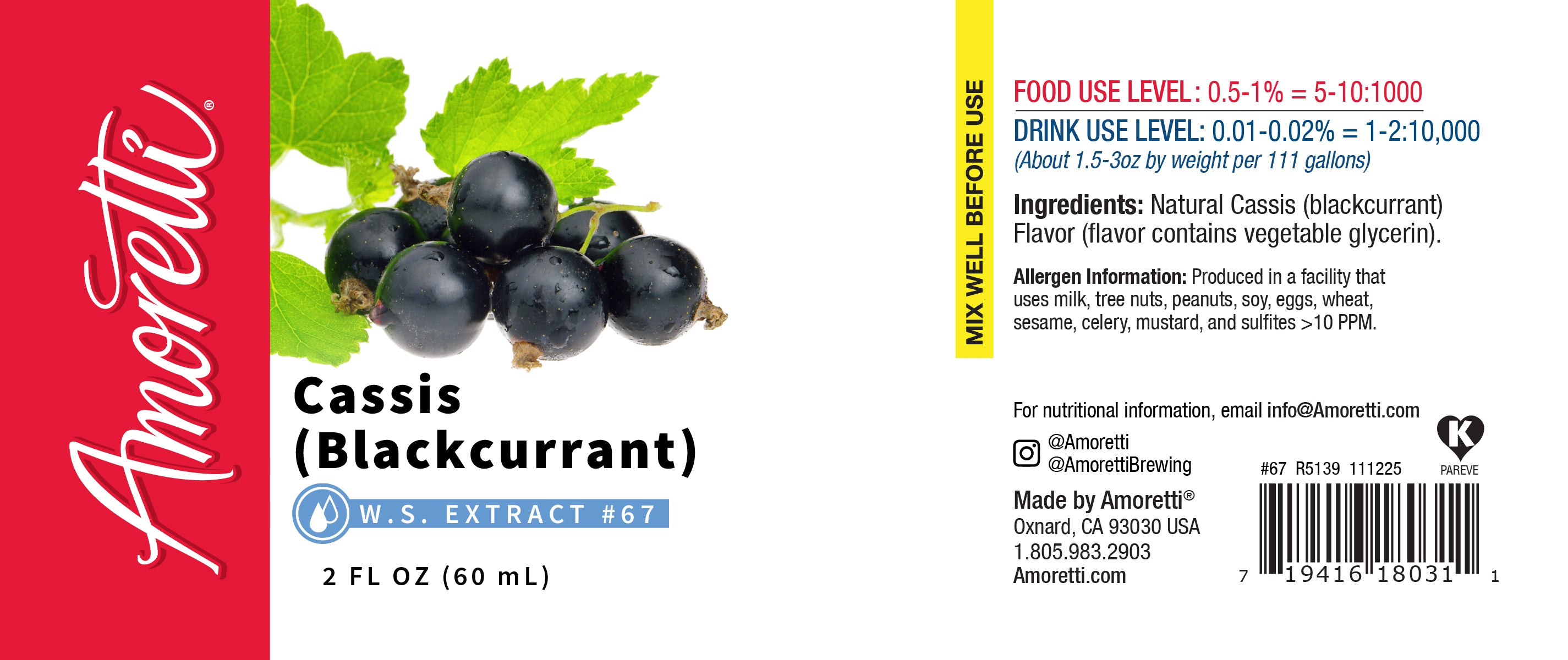 Cassis (Blackcurrant) Extract Water Soluble Amoretti Cassis (Blackcurrant) Extract Water Soluble Amoretti
