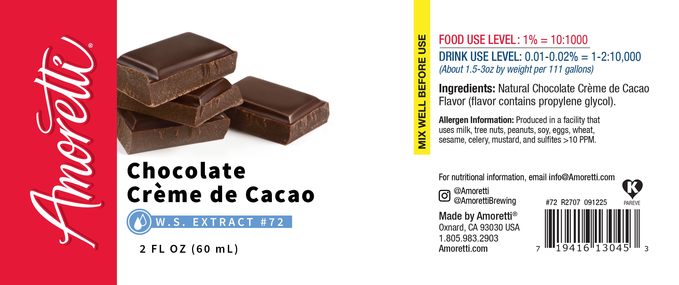 Chocolate Creme de Cacao Extract Water Soluble — Amoretti
