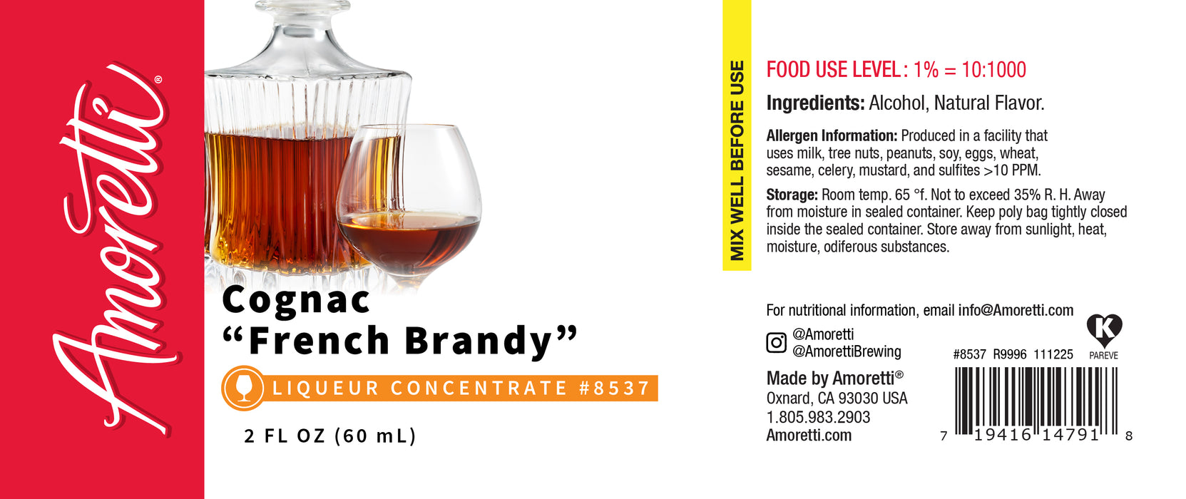 Cognac French Brandy Liqueur Concentrate