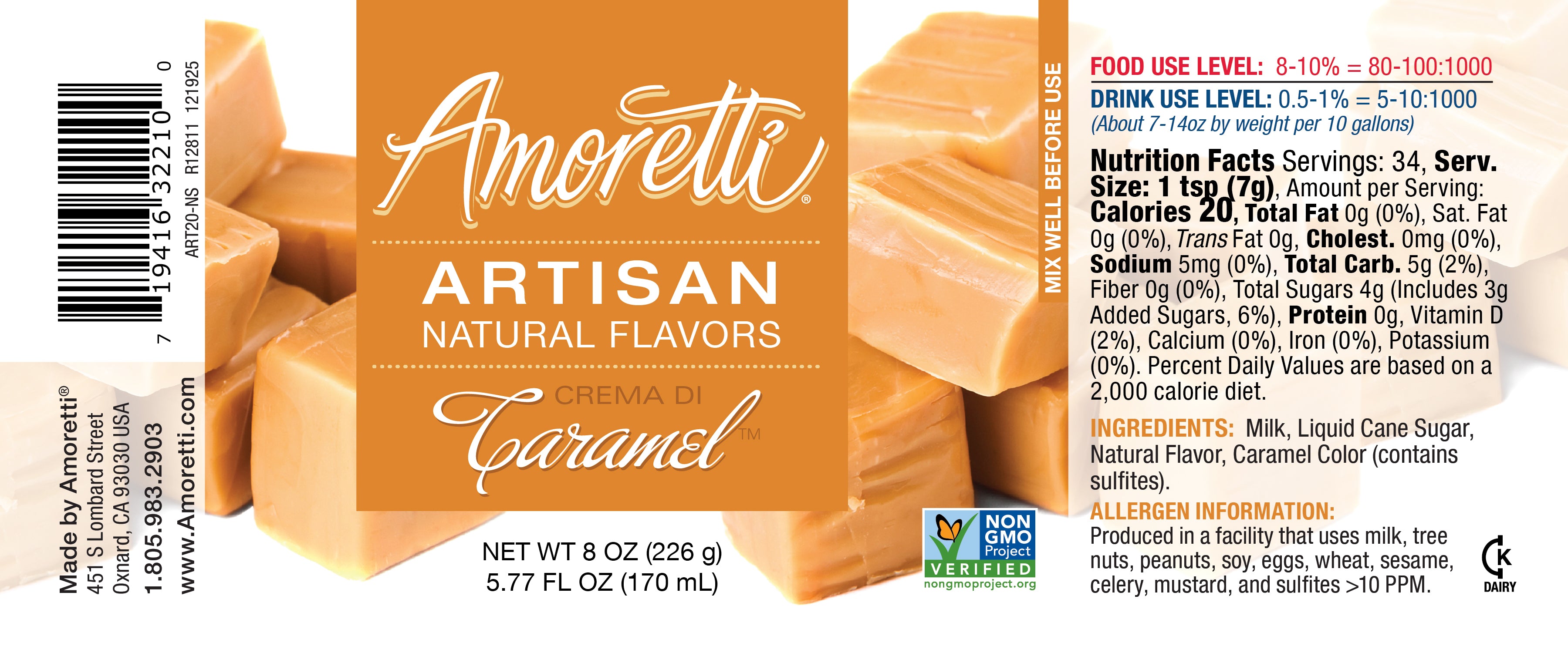Natural Crema Di Caramel Artisan Flavor — Amoretti