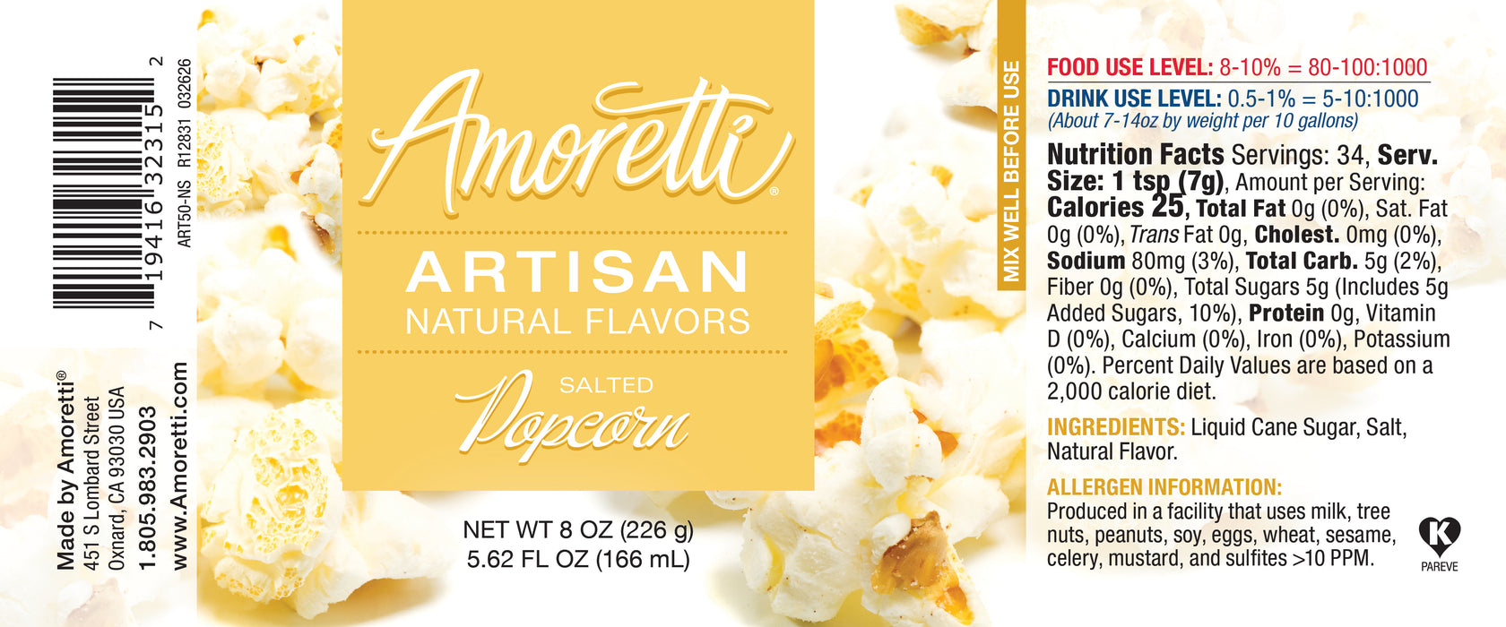 Natural Salted Popcorn Artisan Flavor