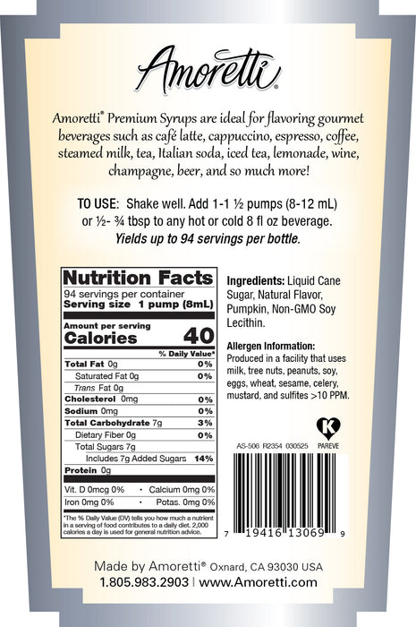 Premium Pumpkin Spice Syrup