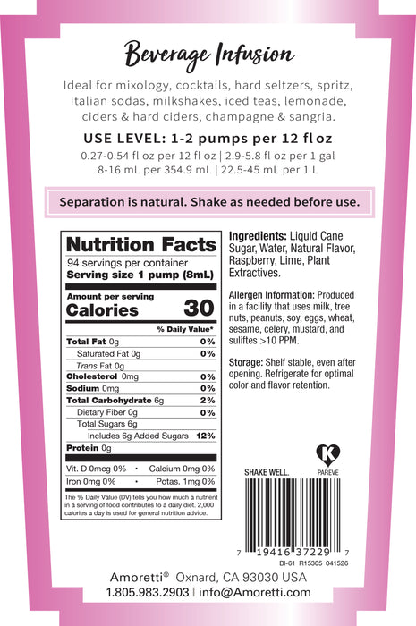 Raspberry Lime Beverage Infusion