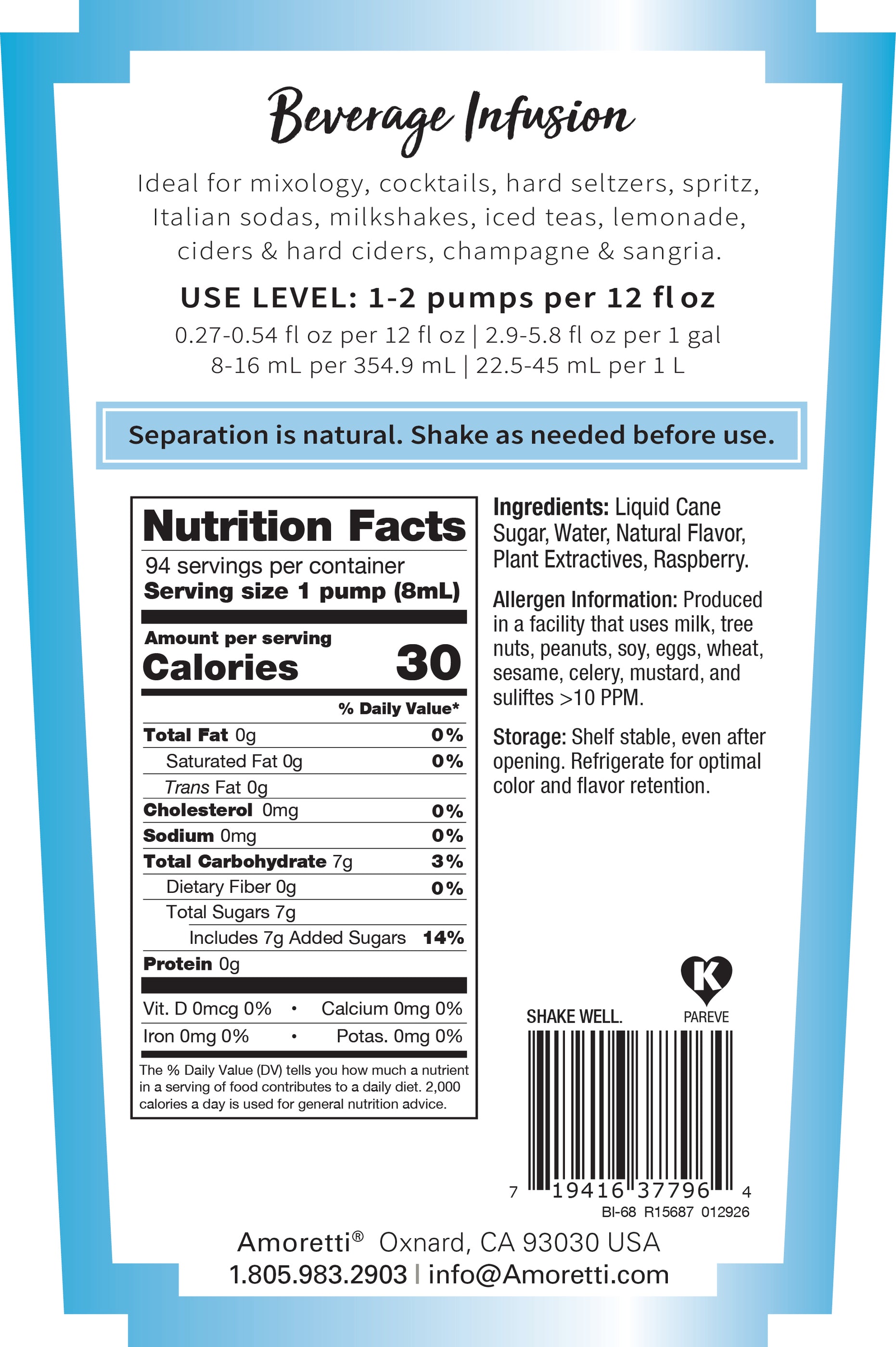 Blue Raspberry Beverage Infusion — Amoretti