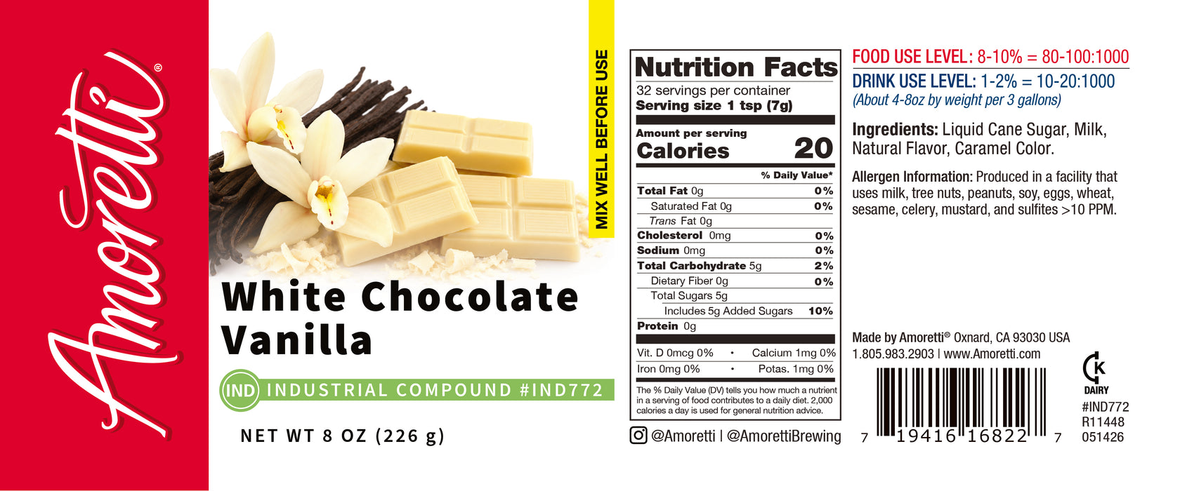 White Chocolate Vanilla Industrial Compound