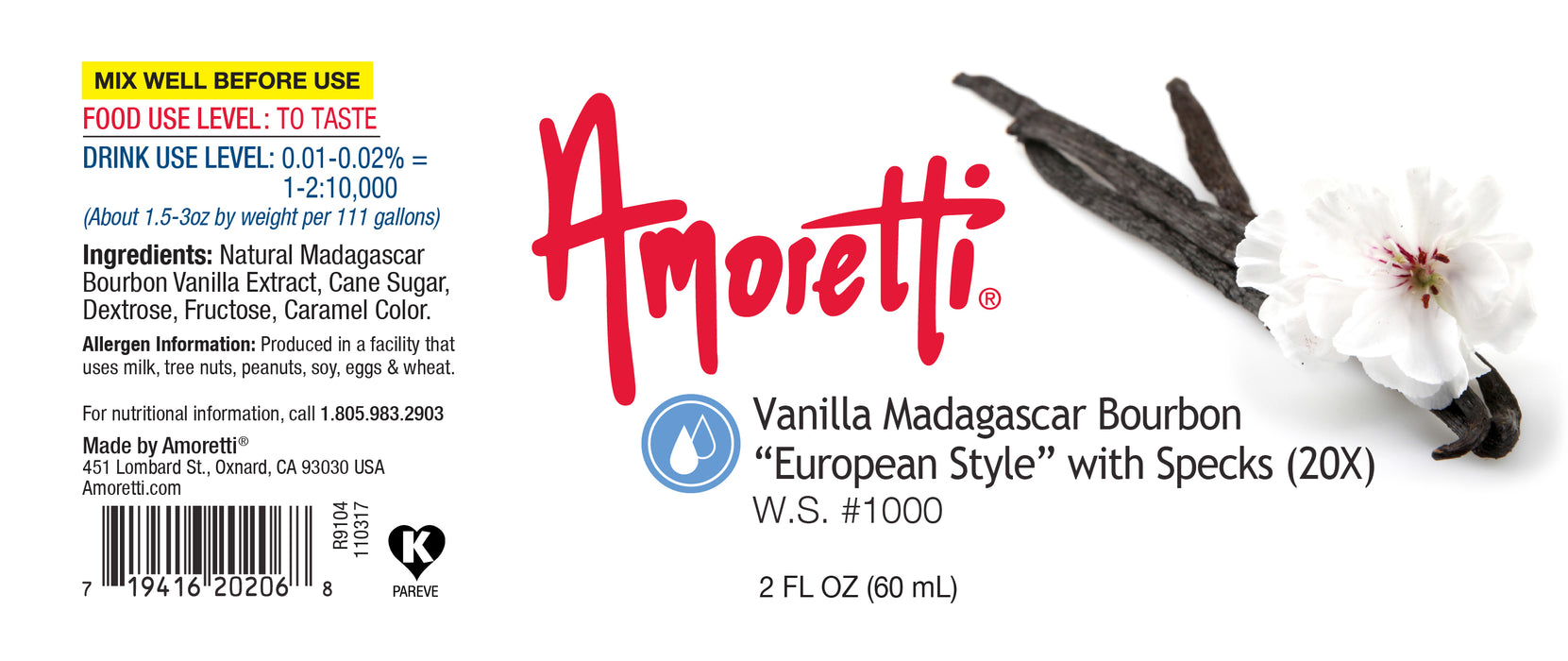 Vanilla Madagascar Bourbon "European Style" with Specks Water Soluble 20X