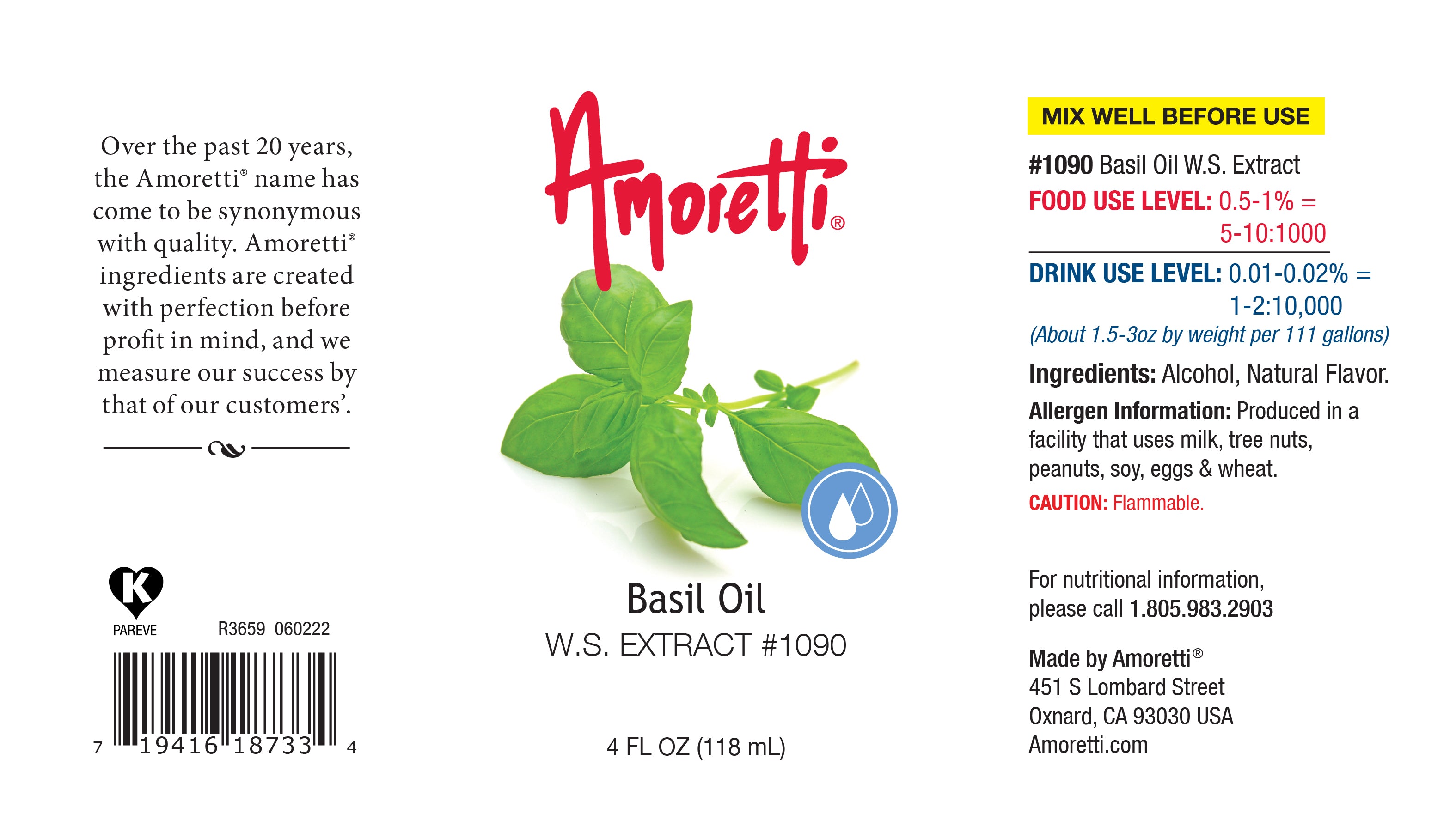 Basil Oil Extract Water Soluble Amoretti