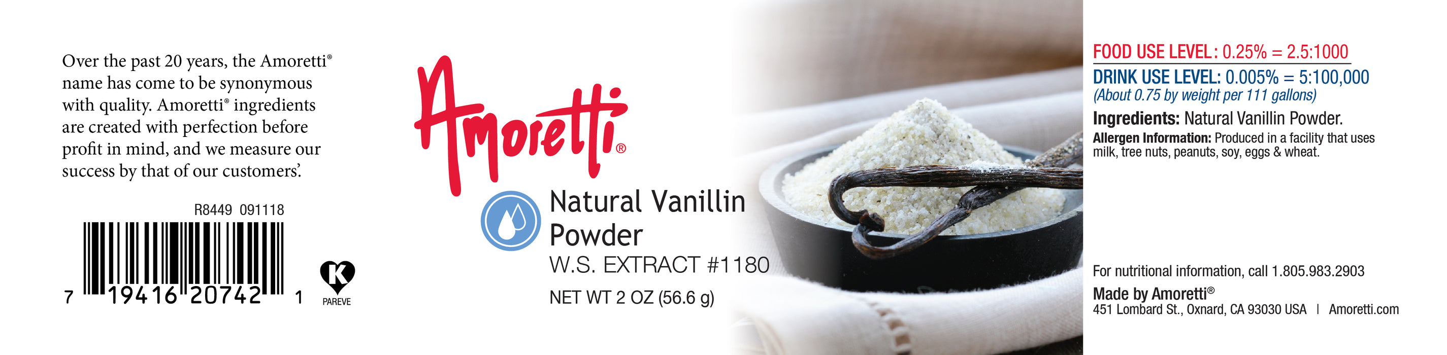 Natural Vanillin Powder Water Soluble