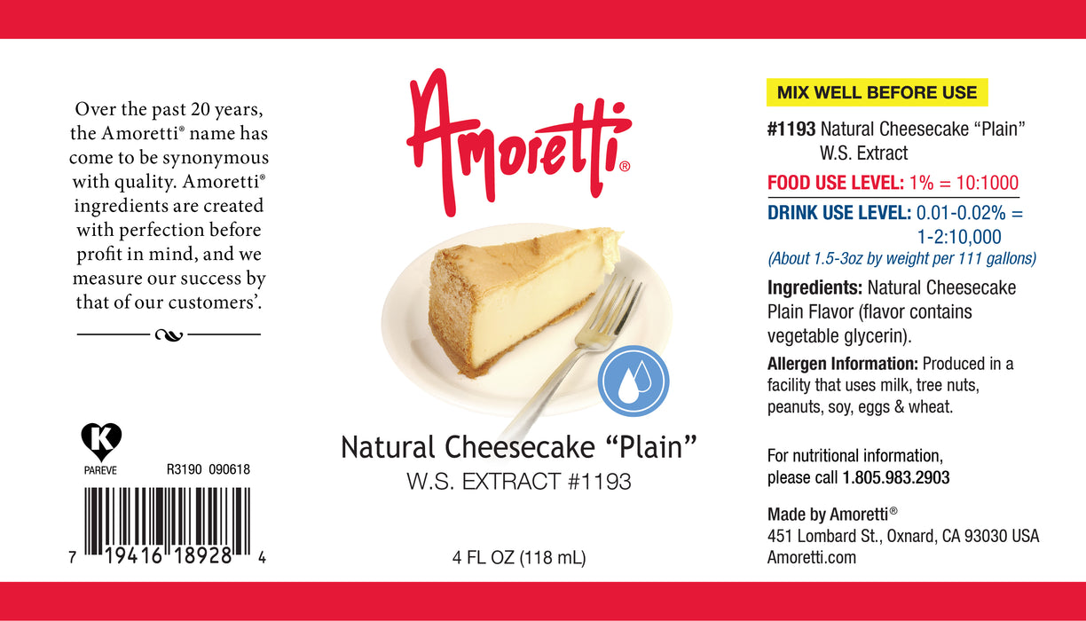 Natural Cheesecake "Plain" Extract Water Soluble