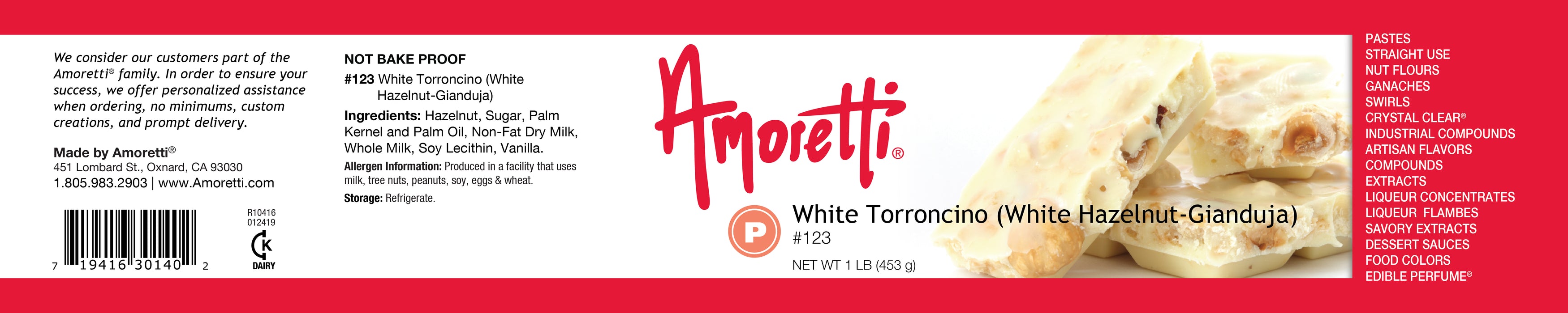 White Torroncino (White Hazelnut-Gianduja) (not bake-proof)