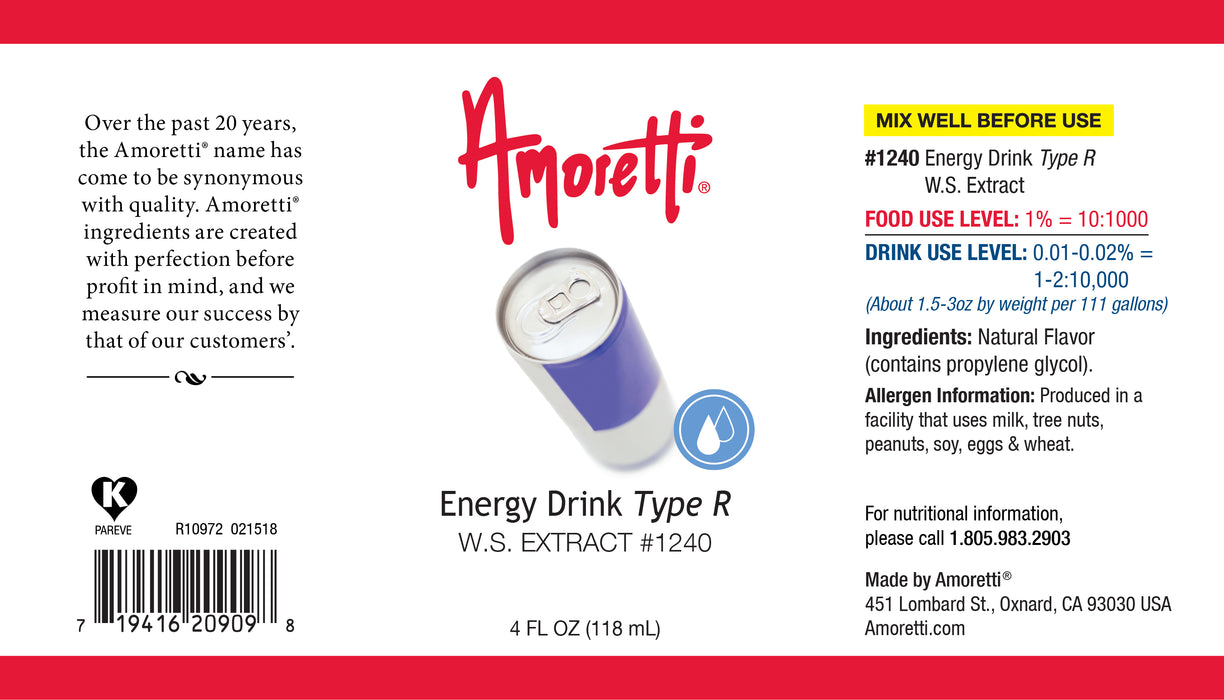 Natural Energy Drink Type R Extract Water Soluble Amoretti Natural Energy Drink Type R Extract Water Soluble Amoretti