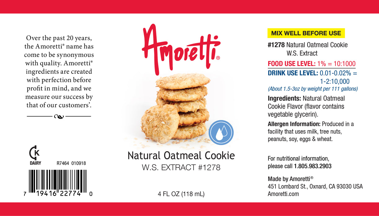Natural Oatmeal Cookie Extract Water Soluble