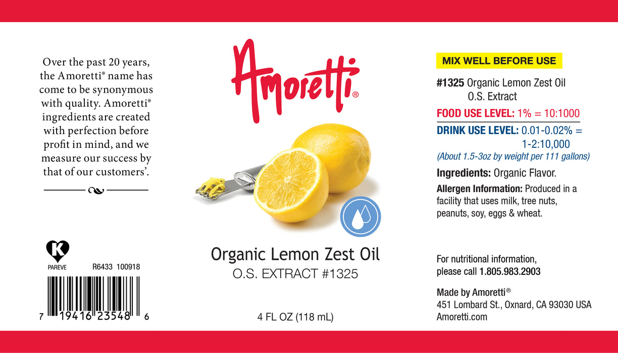 Organic Lemon Zest Oil Extract Oil Soluble