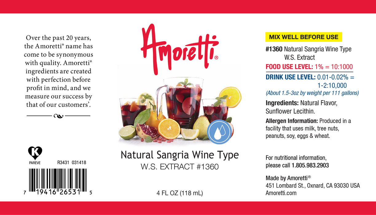 Natural Sangria Wine Type Extract Water Soluble