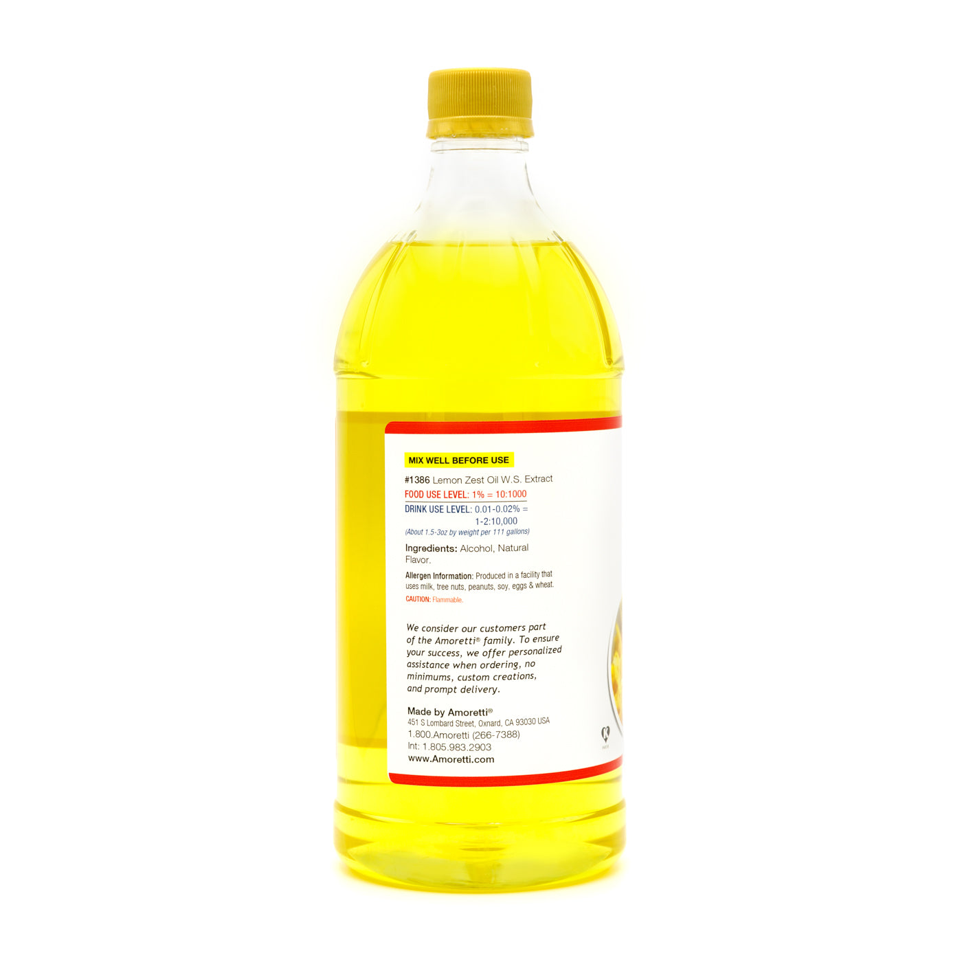 Amoretti - Meyer Lemon Extract Oil Soluble 4 oz - Highly Concentrated & Perfect for Pastry or Savory Applications, Preservative Free, Vegan, Kosher