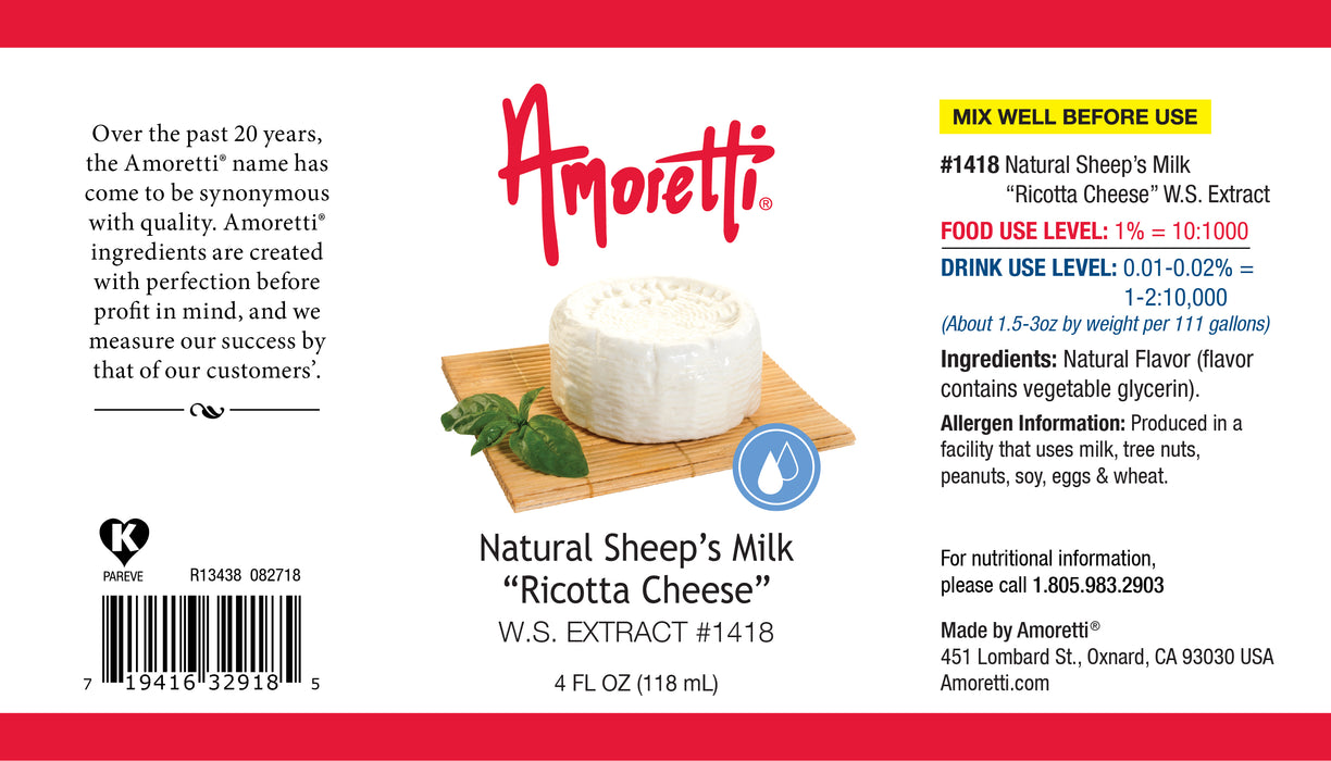 Natural Sheep's Milk "Ricotta Cheese" Extract Water Soluble