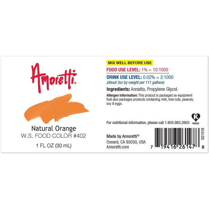 Amoretti Natural Orange Food Color W.S