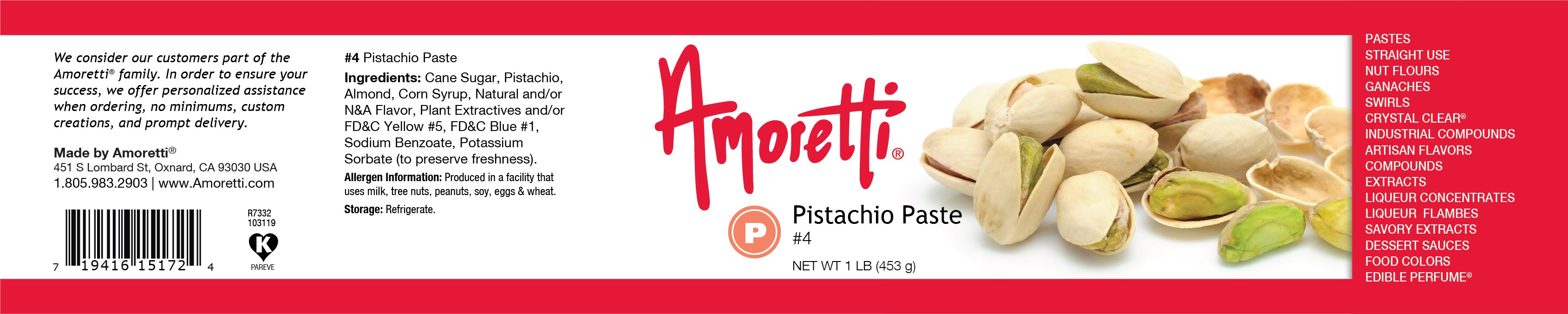 Pistachio Paste (refrigerate)