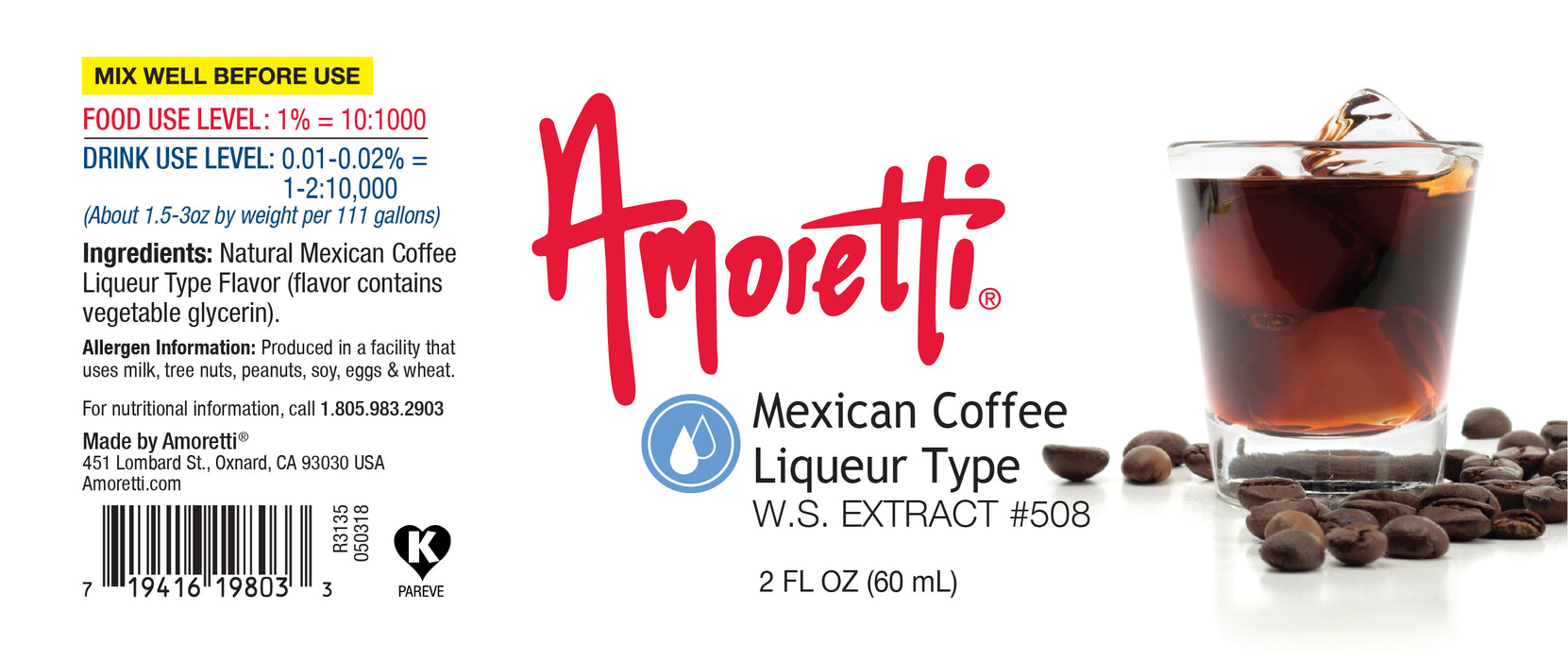 Mexican Coffee Liqueur Type Extract Water Soluble