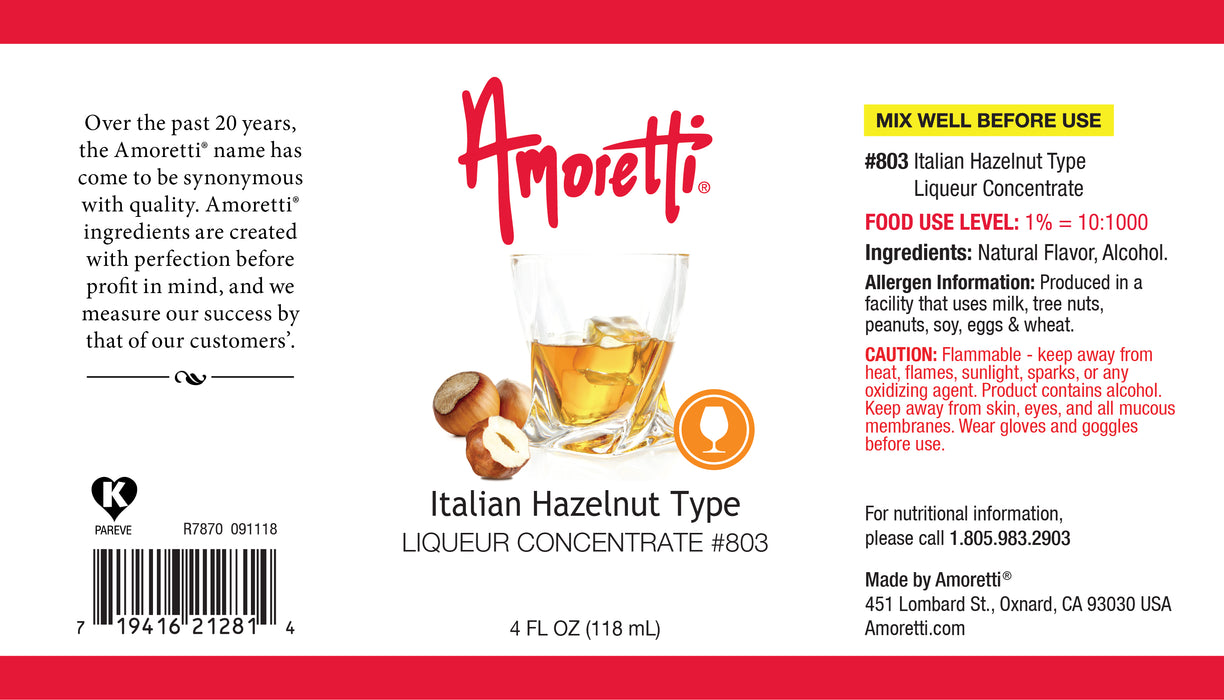 Italian Hazelnut Type Liqueur Concentrate
