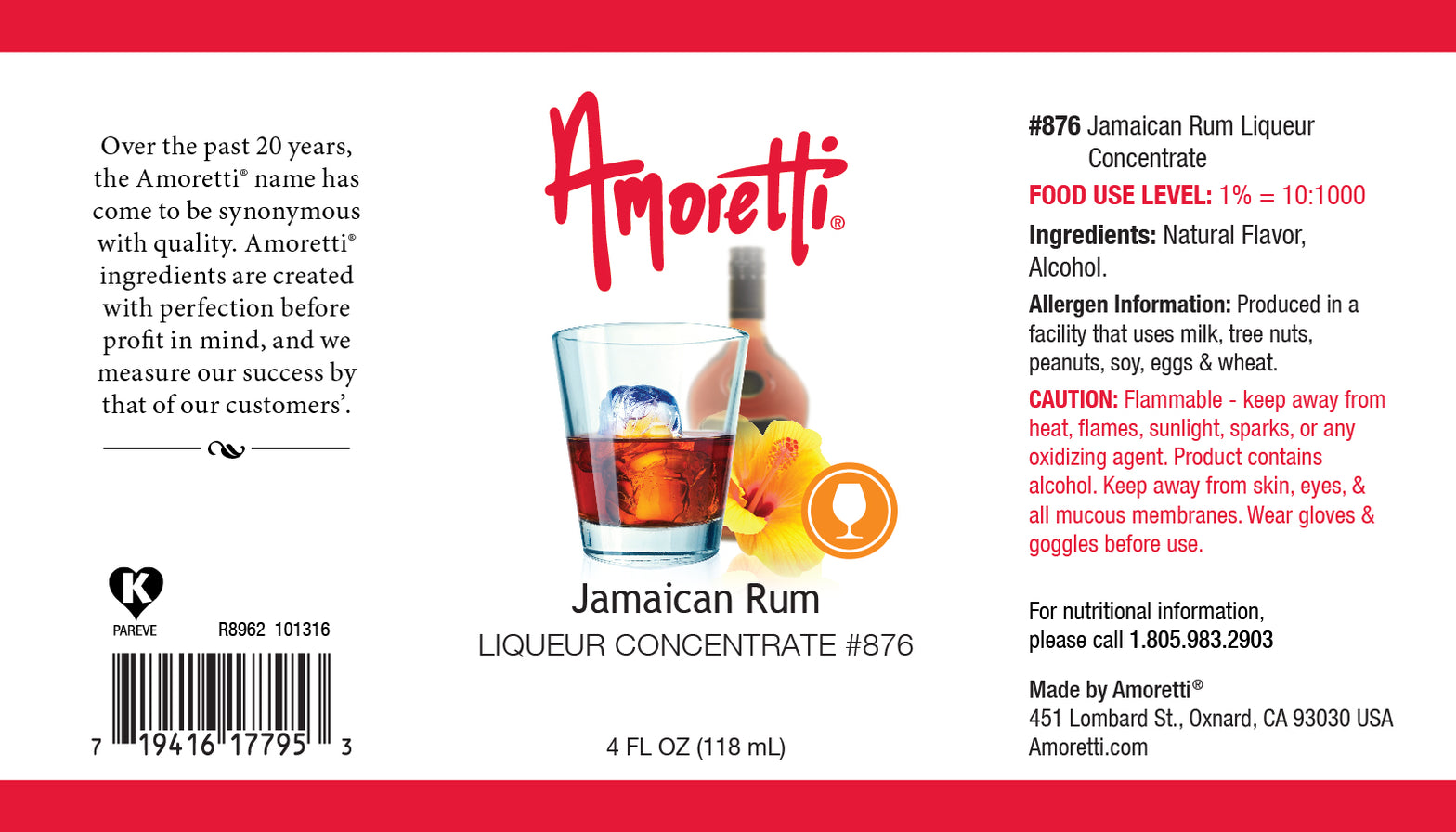 Jamaican Rum Liqueur Concentrate — Amoretti