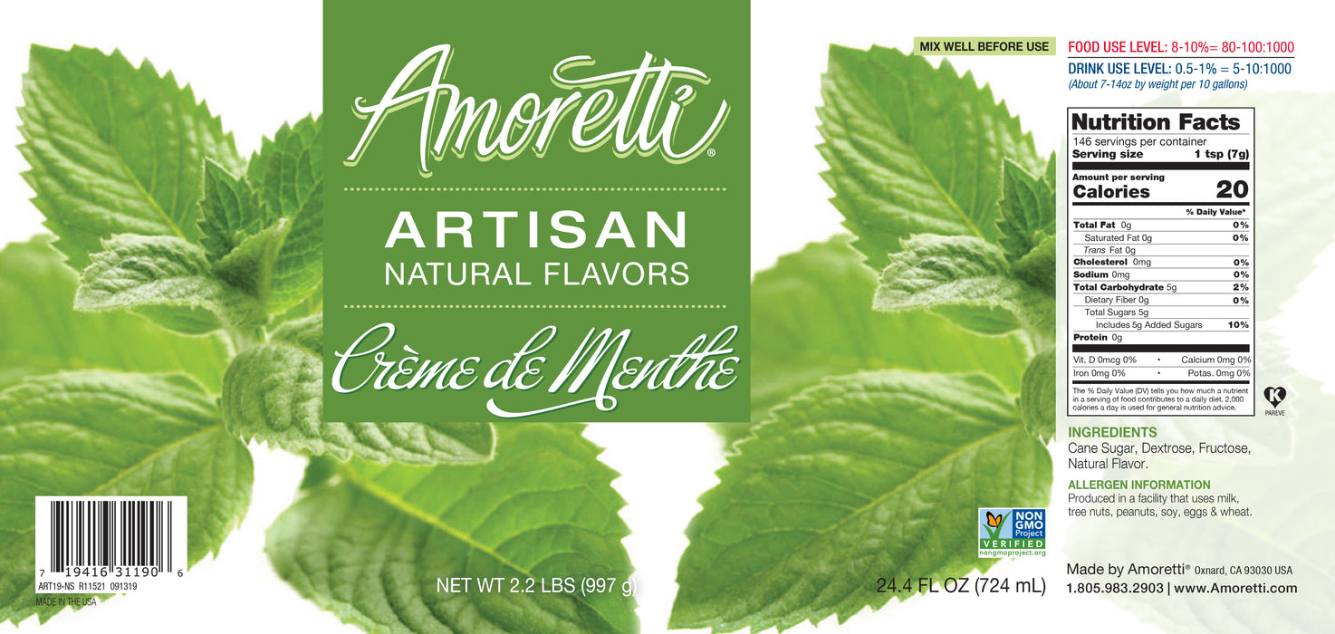 menthe alo Natural Creme de Menthe Artisan Flavor 2.2 lbs