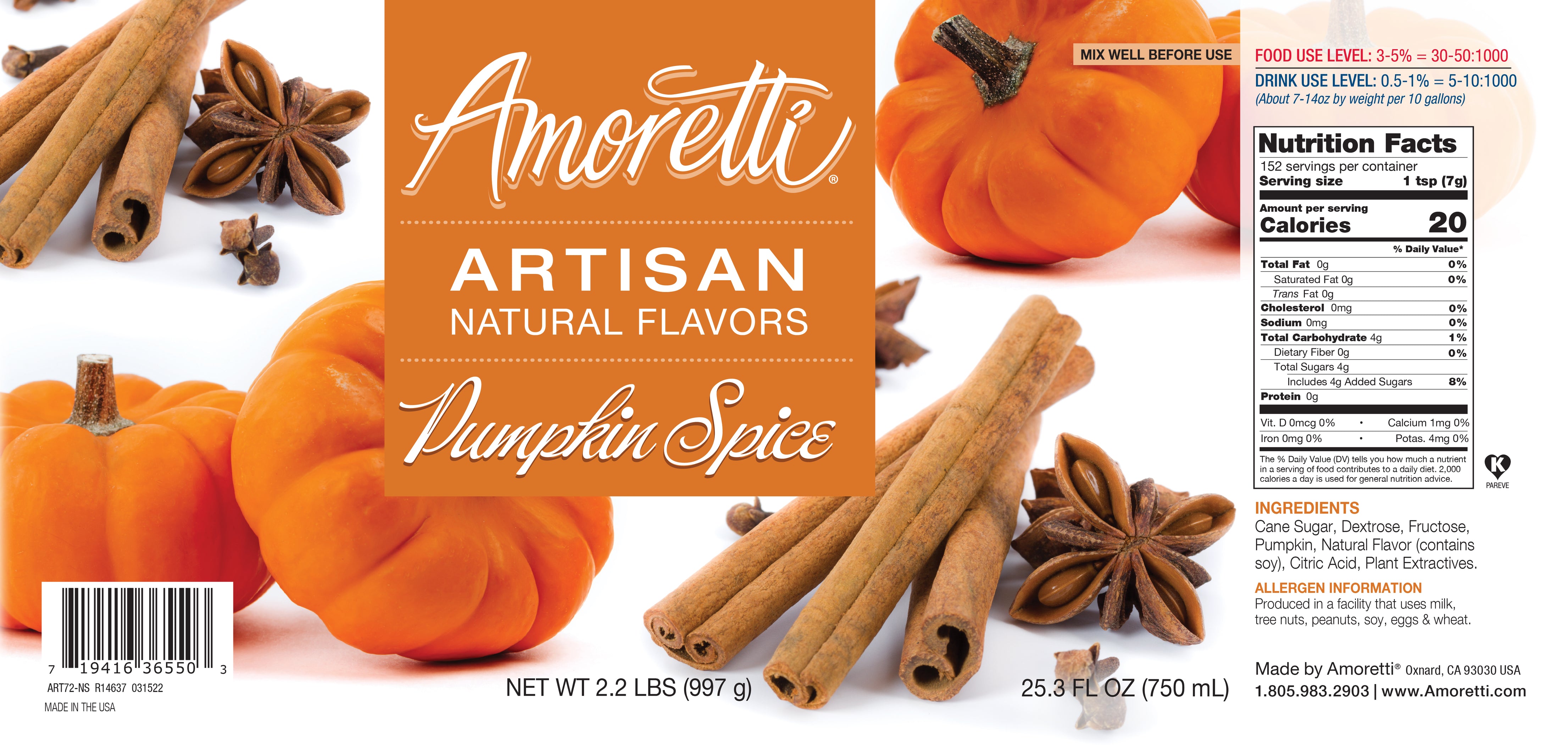 Natural Pumpkin Spice Artisan Flavor — Amoretti